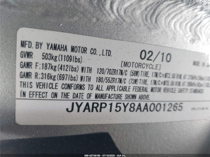 Yamaha FJR1300 AC 2010