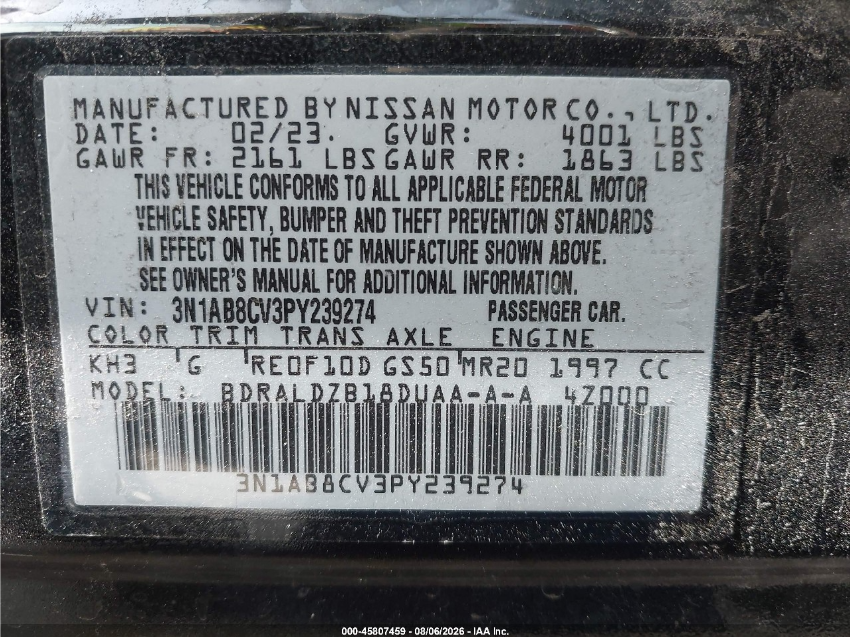 Nissan Sentra SV XTRONIC CVT 2023