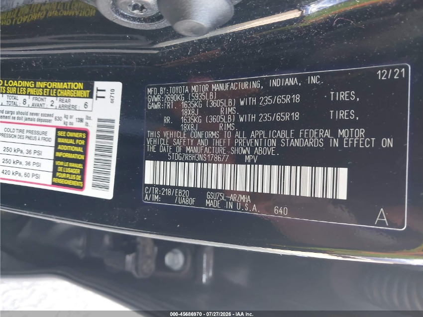 Toyota Highlander XLE 2022