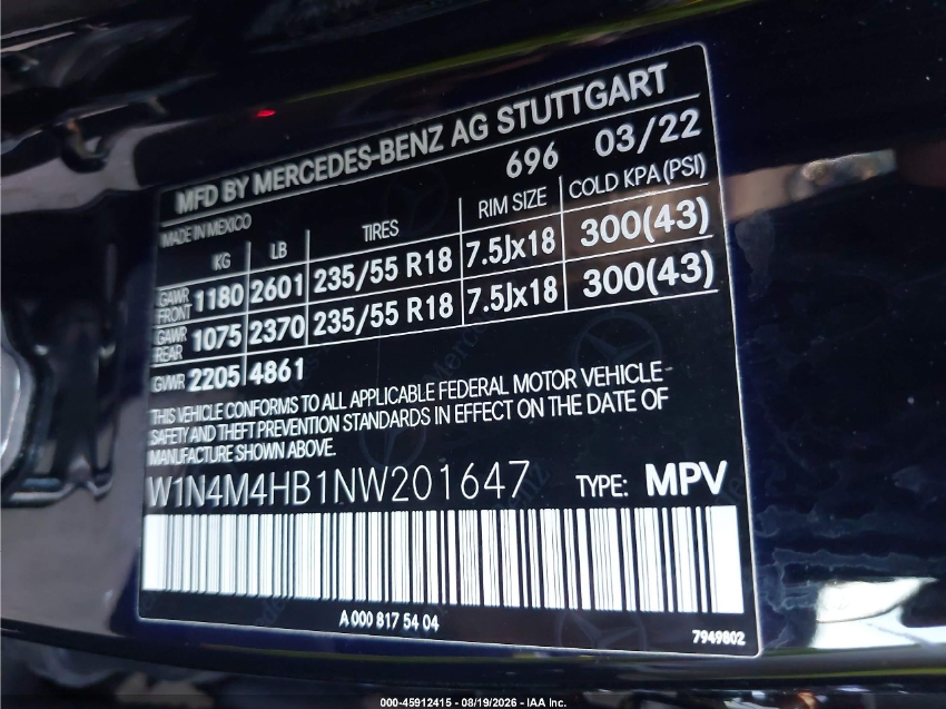 Mercedes GLB 250 4MATIC 2022