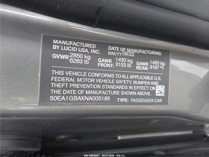 Lucid Motors Air GRAND TOURING 2022