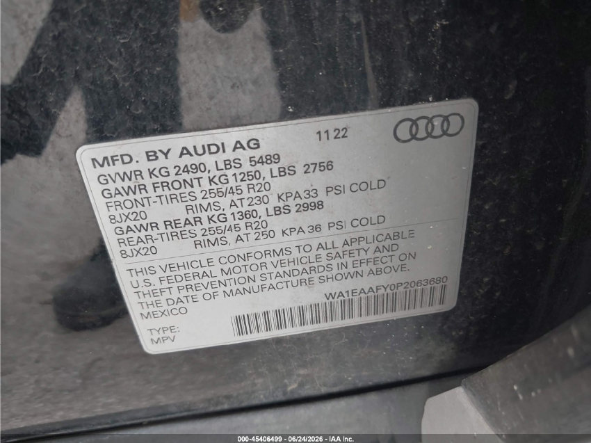 Audi Q5 PREMIUM PLUS 45 TFSI S LINE QUATTRO 2023