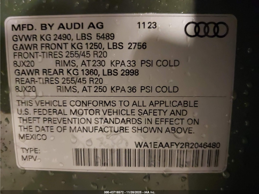 Audi Q5 PREMIUM PLUS 45 TFSI S LINE QUATTRO 2024