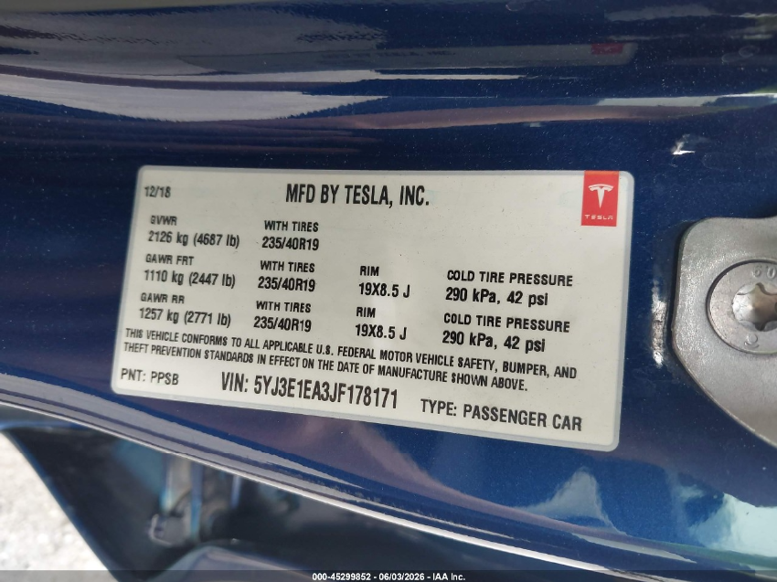 Tesla Model 3 MID RANGE 2018