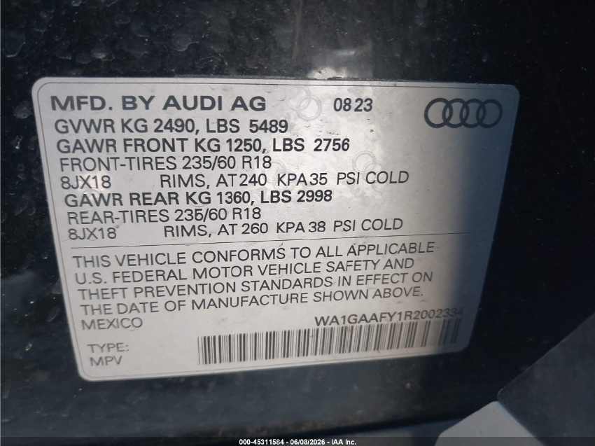 Audi Q5 PREMIUM 45 TFSI S LINE QUATTRO 2024