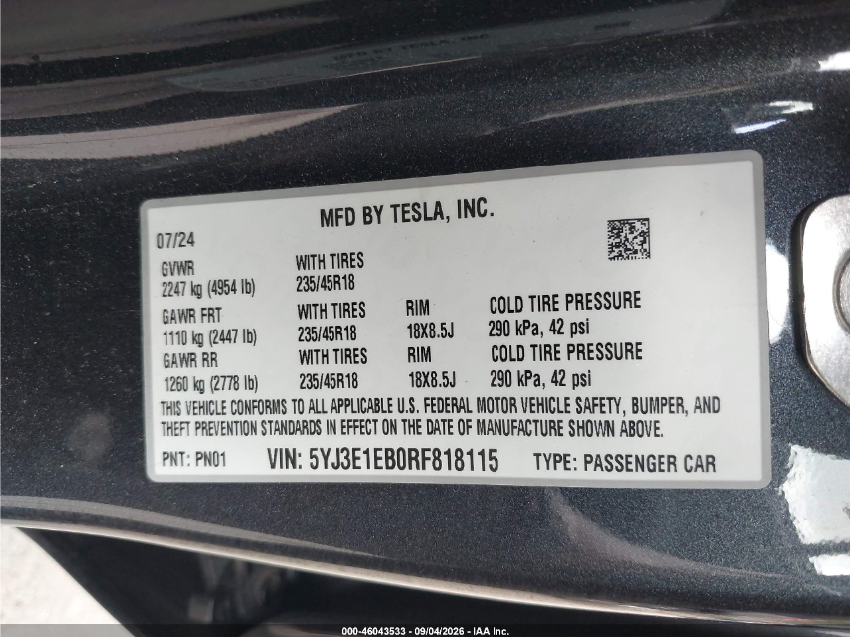 Tesla Model 3 LONG RANGE 2024