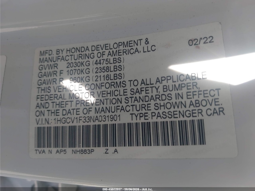 Honda Accord SPORT 2022