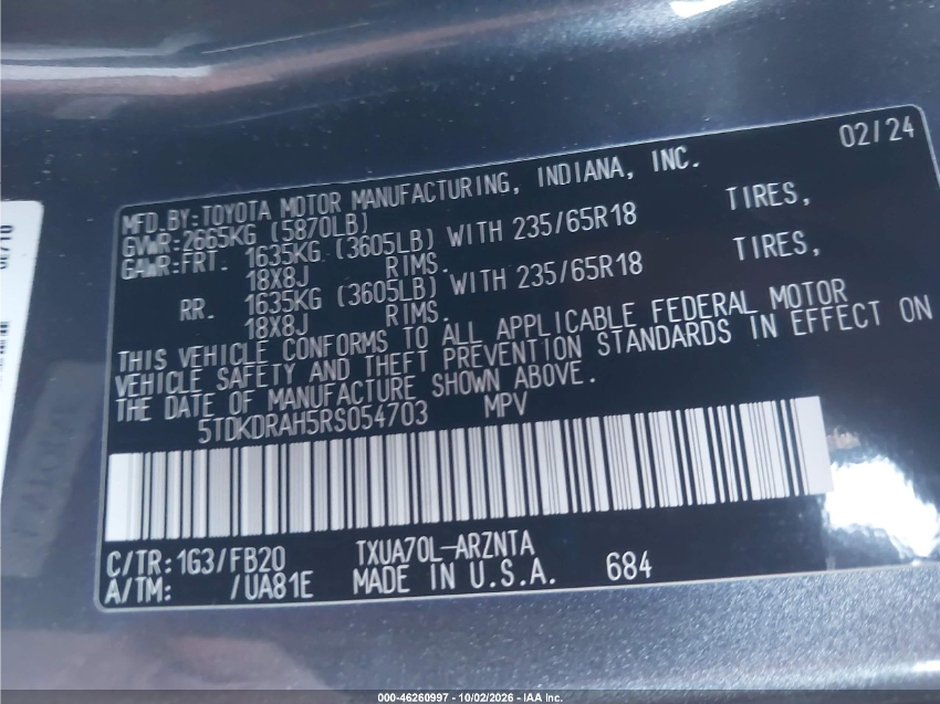 Toyota Highlander LE 2024