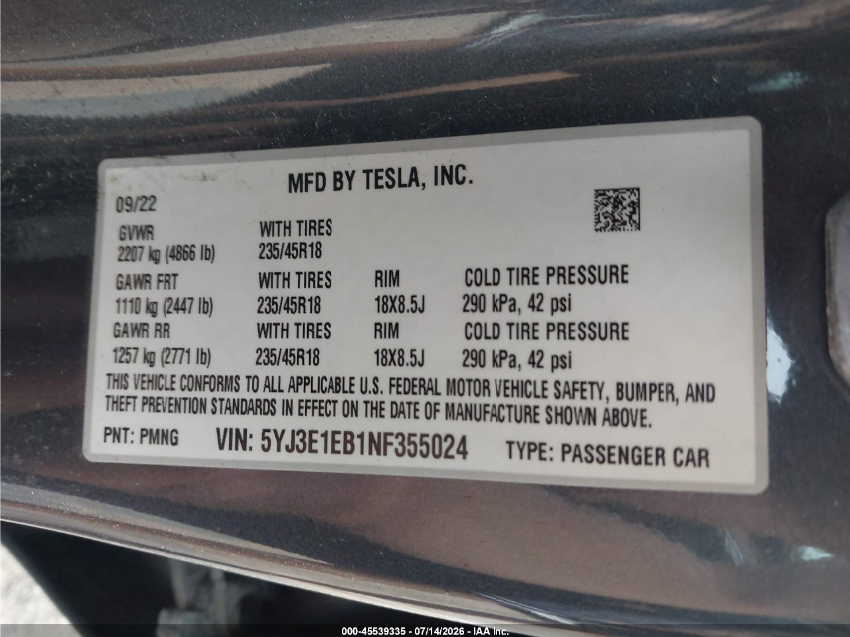 Tesla Model 3 LONG RANGE 2022