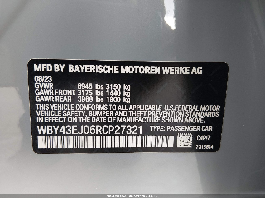 BMW I7 EDRIVE50 2024